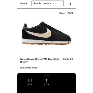 Wmns Classic Cortez PRM 'Black Light cream